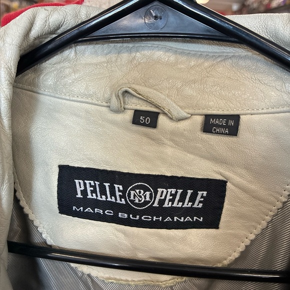 Vintage Pelle Pelle Men's Leather Jacket Size 50 Pre Owned Used Rare Cream Ivory - Picture 2 of 15